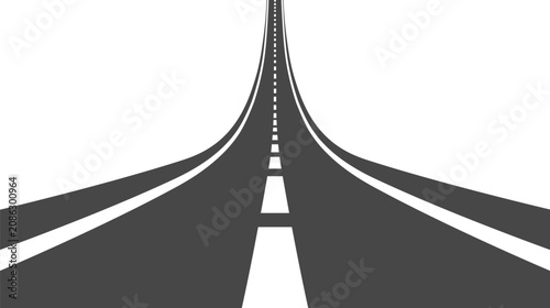 Bild auf Leinwand Minimalist illustration of a highway stretching into the distance, symbolizing forward movement, success, and journey on a white background