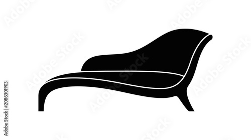 Obraz na płótnie Black chaise lounge silhouette on white background
