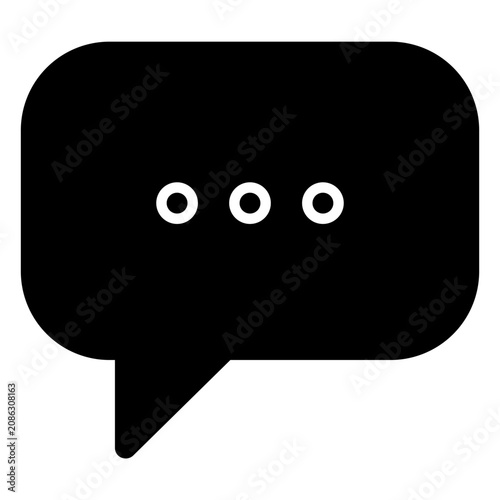 Speech Bubble Icon with Three Dots Indicating Typing or Thinking on Black Background