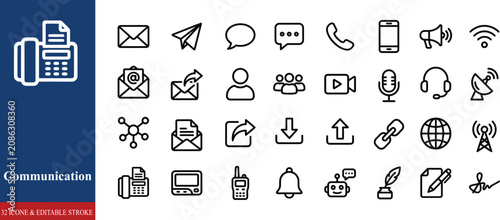 Foto Digital Communication Solid Icons Featuring Podcast, Newsletter, Secure Chat, Wi