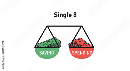 Εκτύπωση καμβά Balance scale comparing saving and spending money