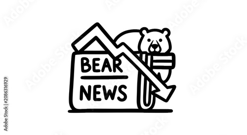 Tableau sur toile Bear market news and financial downturn concept