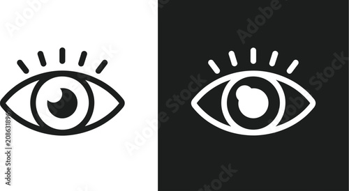 Photos Eye Icon Set Featuring View, Visibility, and Vision Symbols in Flat Style for We