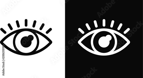 Tableau sur toile Eye Icon Set Featuring View, Visibility, and Vision Symbols in Flat Style for We