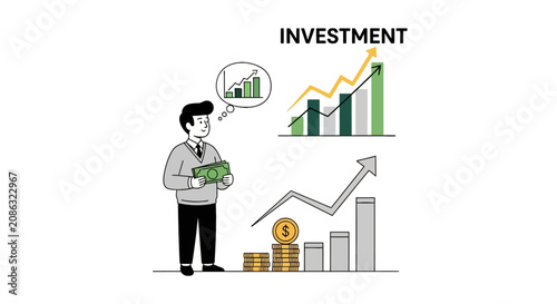 Investor analyzing financial growth and market trends