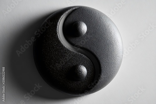 Monochromatic Yin Yang Symbol: A Textured Representation of Balance and Harmony in Eastern Philosophy