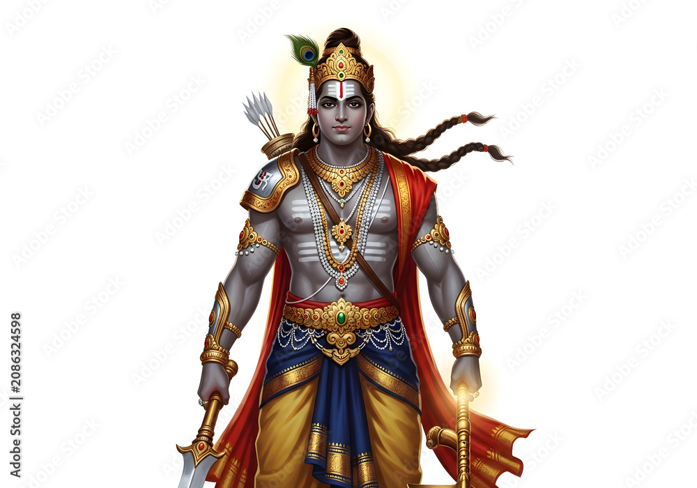Fototapeta premium Arjuna, the majestic warrior prince from Hindu mythology
