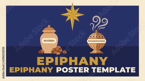 Cuadro en lienzo Epiphany Myrrh Frankincense Vector Poster Template