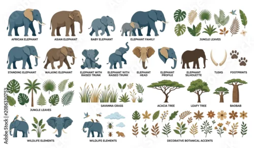 Obraz Elephant Vector Collection