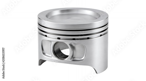 Shiny Metallic Engine Piston Isolated on White Background