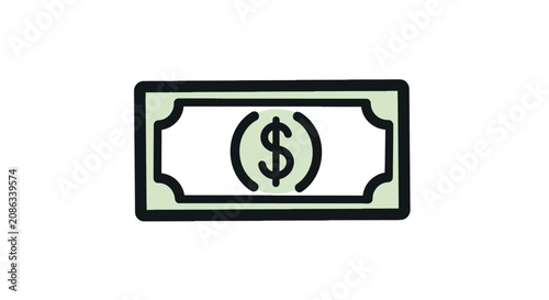 Konstfotografi Paper currency banknote icon with dollar sign symbol