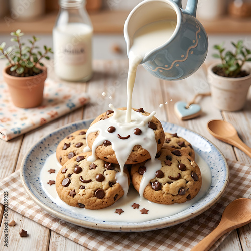 Freshly baked almond cookies on a white plate.