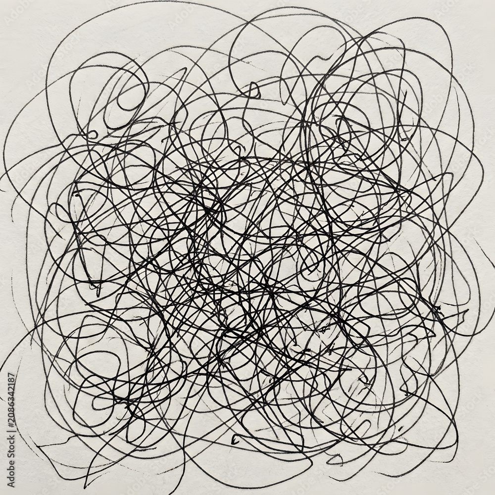 Obraz premium Intricate black and white line art brain illustration.