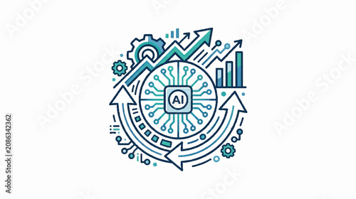 Business Success Growth Icons in Halftone Dot Style