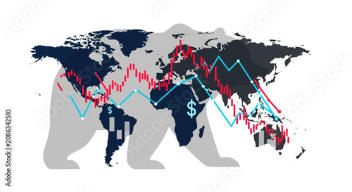 Εκτύπωση καμβά Bear market global economy recession stock market crash
