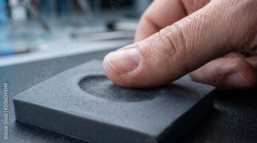Close up of a person pressing their thumb into a mold to create a fake fingerprint for identity theft