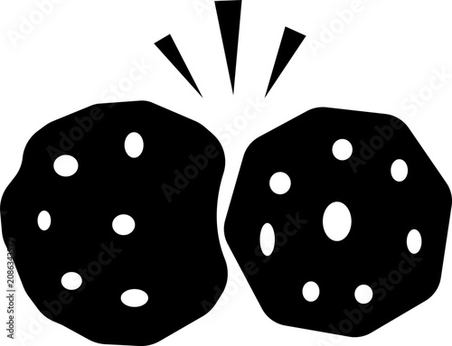 Tableau sur toile Black cookie icon set showing various actions like breaking, crumbling, dunking