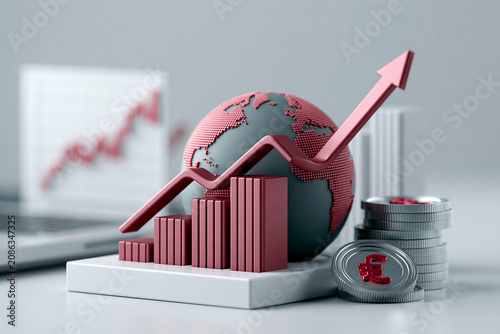 A vibrant financial landscape highlighting the global benefits of international investments, depicting diverse markets with growing charts and currency symbols, Magazine Photography Style