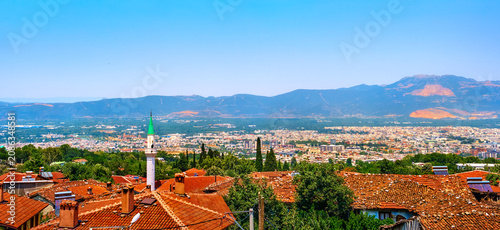Foto Panoramic View of Bursa City and Mountains from Cumalikizik Village, Turkey