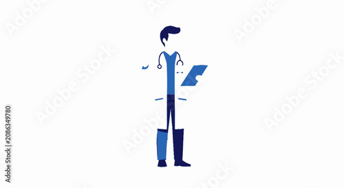 Creative Illustration of Person with Smartphone and Notebook.