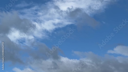 Beautiful Blue Sky with Dramatic White Clouds Moving in Natural Daylight 4K