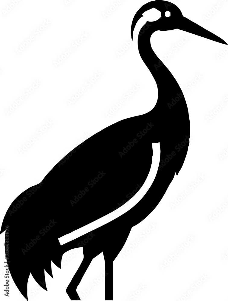 Fototapeta premium Silhouette of a tall wading bird with long beak.