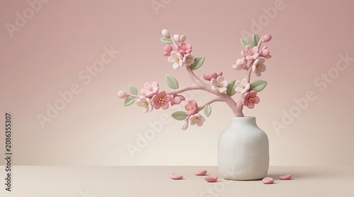 Sakura Cherry Blossom Branch in Vase