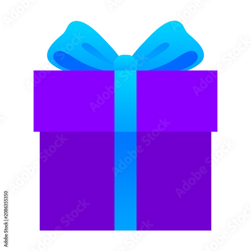 Purple gift box with blue ribbon
