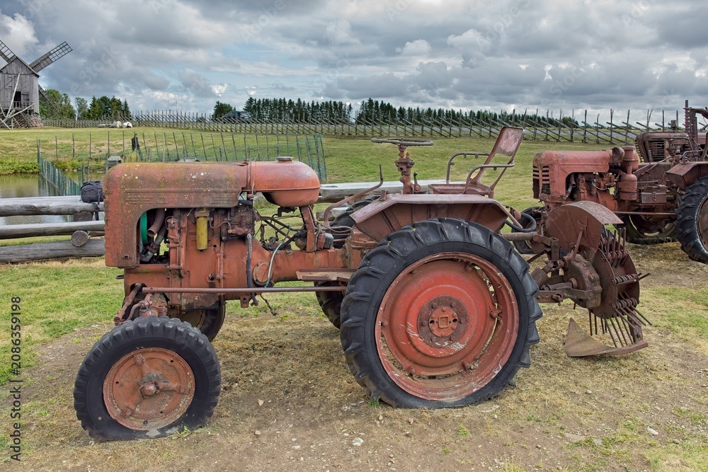 Obraz premium Vintage KhTZ DT 20 tractor, Estonia, Europe.