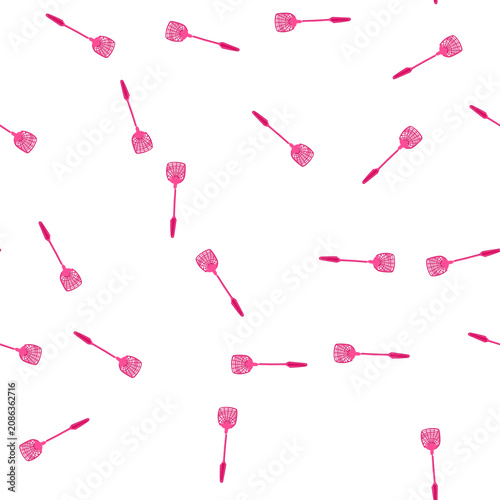 Tableau sur toile pattern pink fly swatter displaying a simple design for household pest control,