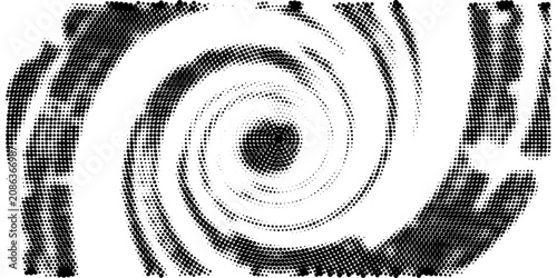 Photos Monochrome halftone spiral creating a retro dotted vortex and optical illusion t