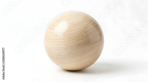Light brown wooden egg on white background