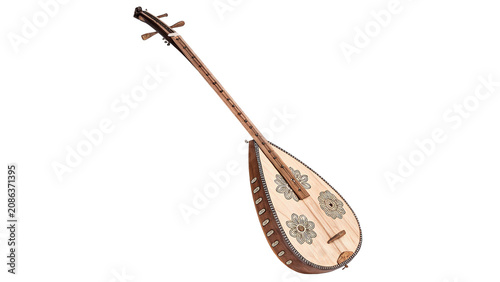 Schilderij op canvas Traditional ethnic wooden string musical instrument object isolated on a transpa
