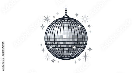 Tableau sur toile Disco Ball Hanging With Sparkles.