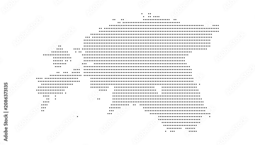 Fototapeta premium Estonia Dotted Map Vector with Halftone Dot Pattern, Geographic Country Outline, Border, National Territory Shape, Northern Europe Cartography Illustration for Atlas, Travel, and Infographic Design
