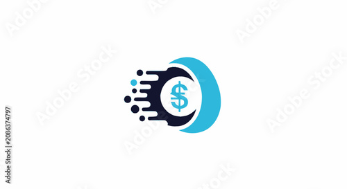 Fast digital money transfer logo icon with dollar sign representing quick financial transactions.