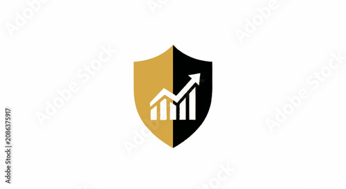 Financial growth and security shield icon representing safe investment and business success.