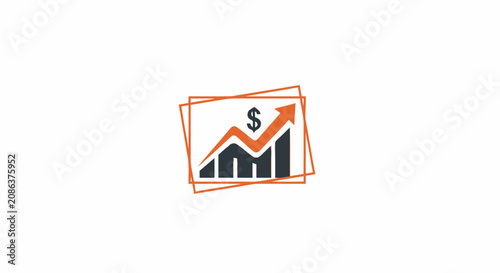 Financial growth bar chart icon with upward arrow and dollar sign symbol.