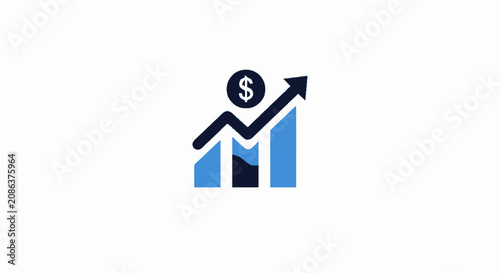 Financial growth bar chart icon with upward arrow and dollar sign symbol.