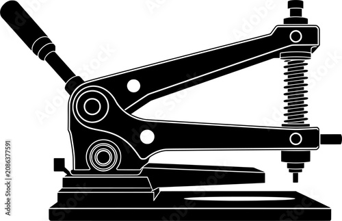 Fotografija Manual hand operated industrial press machine black silhouette icon art