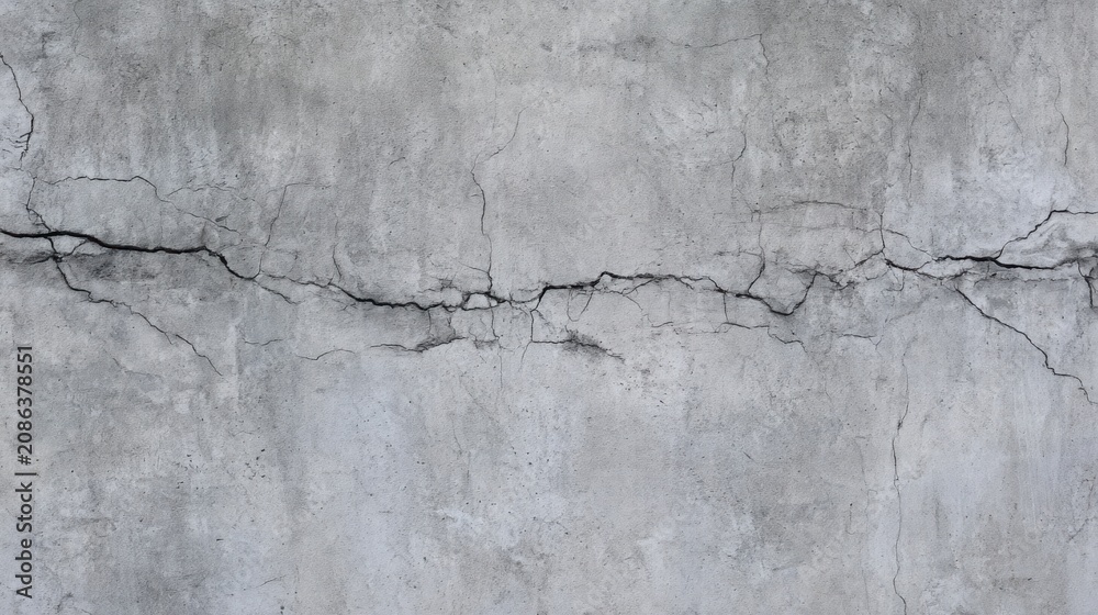 Fototapeta premium aged concrete wall with natural cracks and imperfections, soft daylight, realistic texture, minimalist industrial background, space, ultra detailed