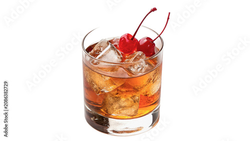 Tableau sur toile Glass of fresh iced alcoholic cocktail beverage refreshment isolated on a transp