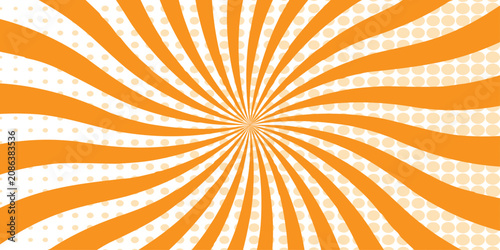 Fotografie repeating orang halftone spiral sunburst gradation cartoon cover fabric overlay grunge distress linear