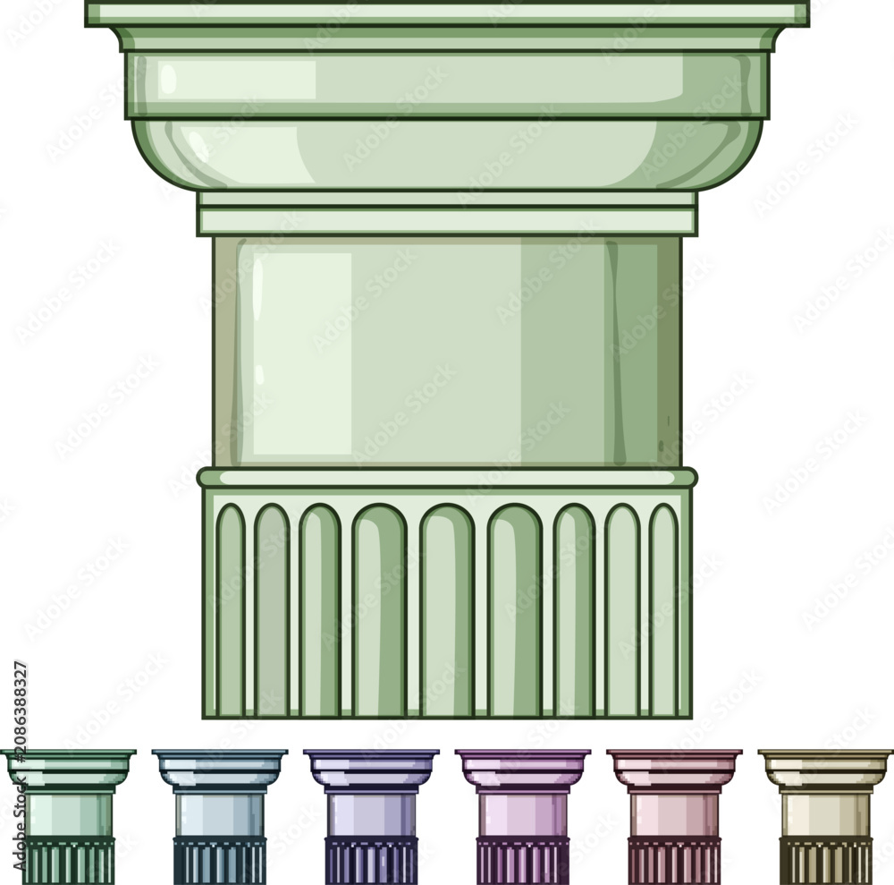 Obraz premium antique column ancient cartoon. roman pillar, architecture greece, old marble antique column ancient sign colorful illustration