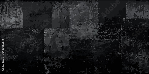Tableau sur toile Dark abstract mosaic texture, vintage distressed grunge aesthetic, evoking mystery and depth, with weathered patina