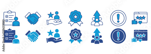 Photos credibility icon pack dual tone collection set reputation and trust concept
