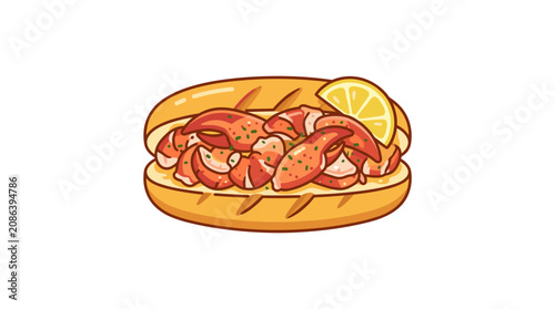 Delicious Lobster Roll Sandwich with Lemon Slice 1.