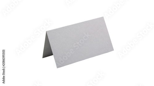 Fotografija Blank horizontal folded white paper tent card sign mockup template isolated on t