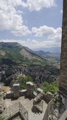 Panoramic view from the bell tower of a small church in a public park in Collianello, a village in the province of Salerno, Italy.