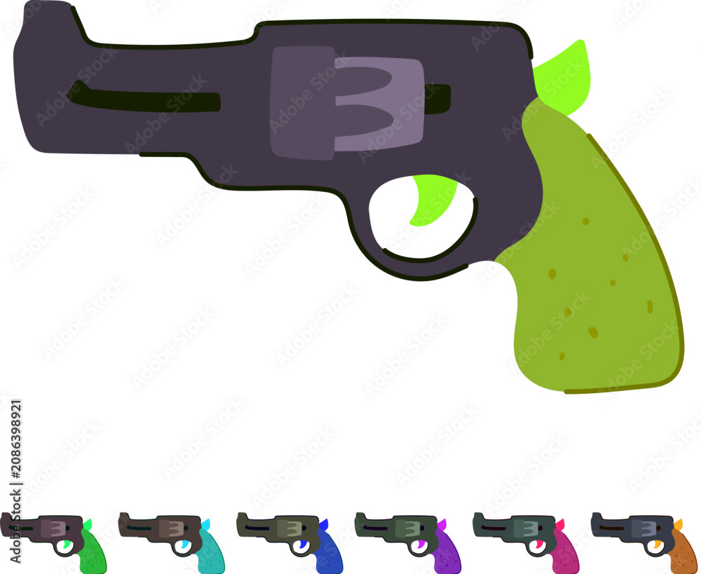 Fototapeta premium play cap gun toy cartoon. kids vintage, plastic noise, fun pretend play cap gun toy sign vector